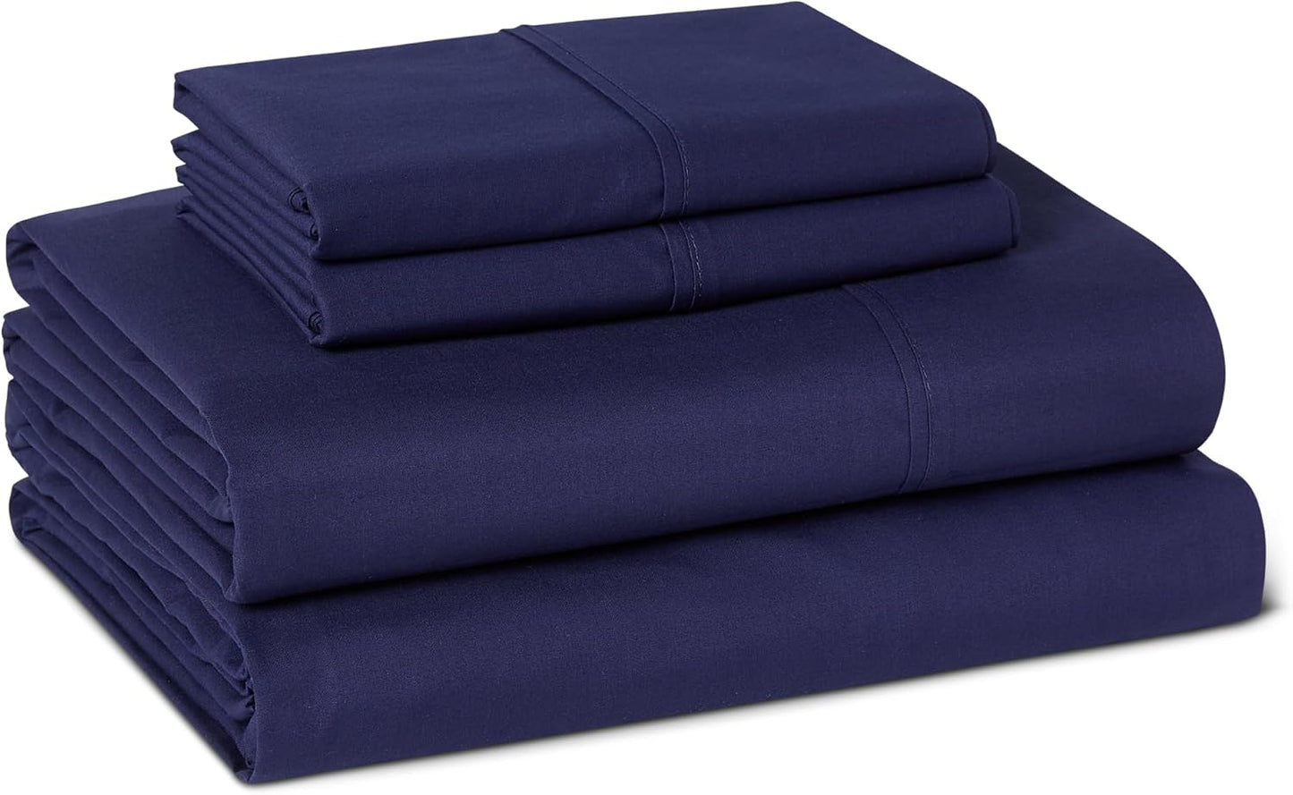 Amazon Basics Soft Organic Cotton Sheet Set with 2-Pieces Pillowcase, Navy Blue, King