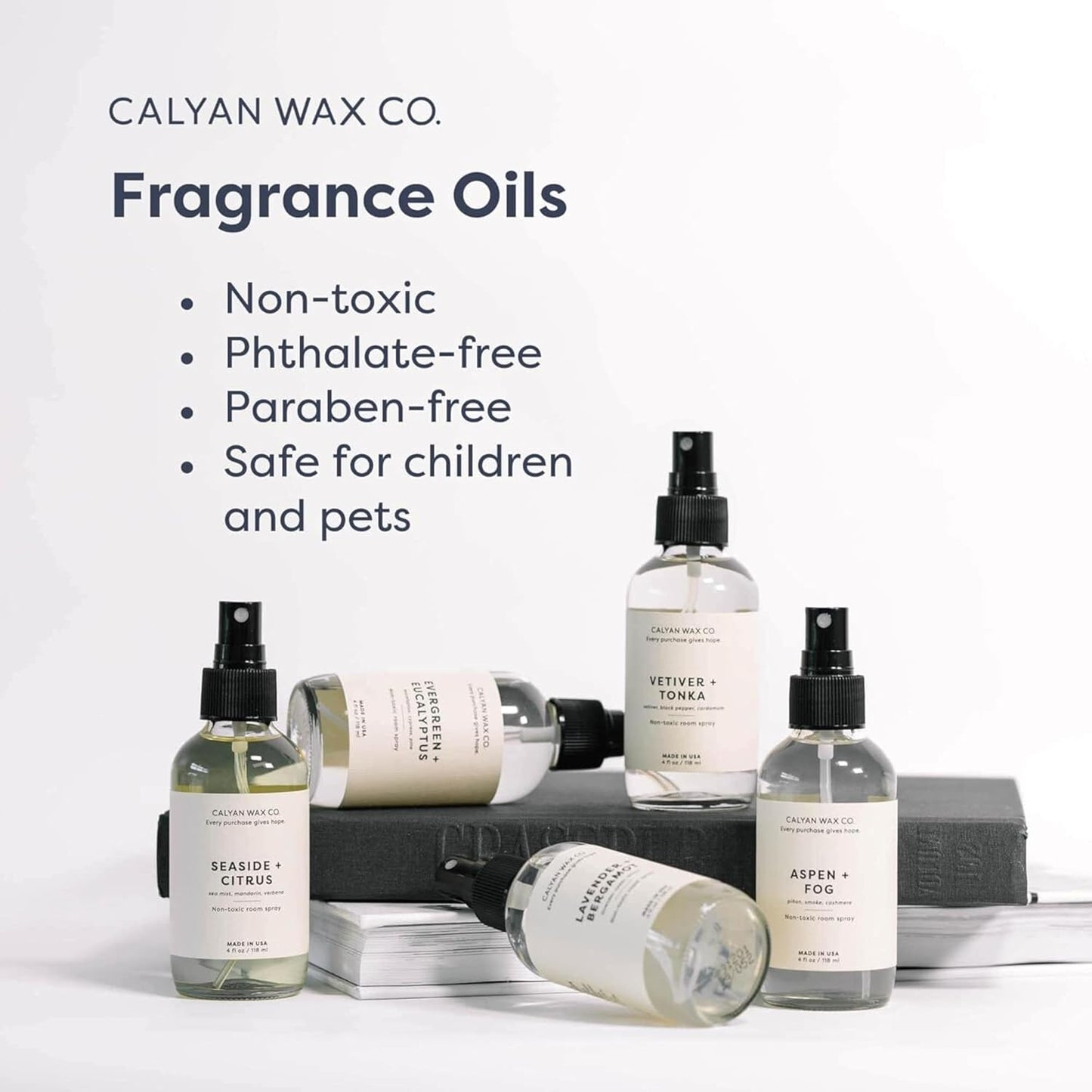 Calyan Wax Co. Vetiver & Tonka Room Spray - Non Toxic Air Freshener - Natural Room Deodorizer with Essential Oils - Air Freshener Spray for Home - 4 fl oz