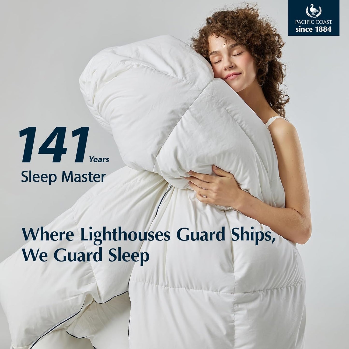 Pacific Coast Goose Feather Down Comforters King Size, 100% Cotton Extra Fluffy White Duvet Insert, Soft, Breathable, All Season Hotel Luxury Bedding Comforters, 8 Corner & Center Loops (106"x90")