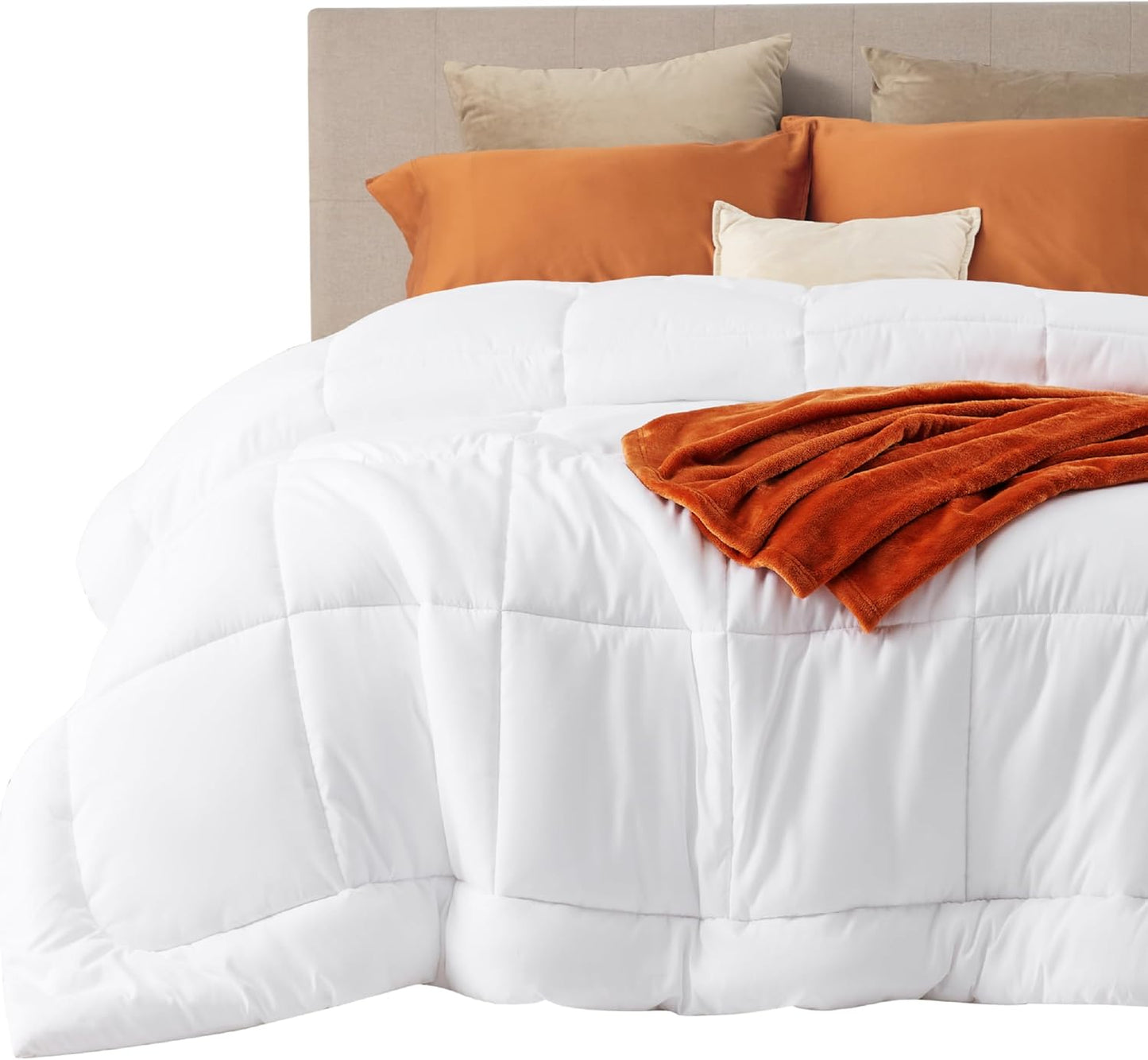 Bedsure Comforter Duvet Insert - Quilted Comforters King Size, All Season Duvet, GentleSoft Down Alternative Bedding, with 8 Tabs, Gifts for Women/Men, White, King 90 x 102 Inches