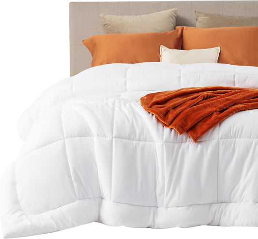 Bedsure Comforter Duvet Insert - Quilted Comforters Cal King Size, All Season Duvet, GentleSoft Down Alternative Bedding, with 8 Tabs, Gifts for Women/Men, White,Alaskan King 130x120 Inches