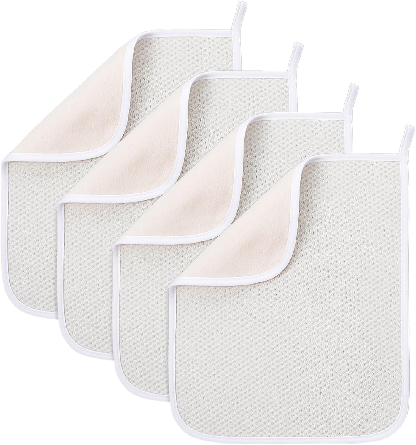 4PCS Exfoliating Wash Cloth, Exfoliating Cloth Nylon Cotton Loofah, Body Scrub Cloths for Men Women Clean