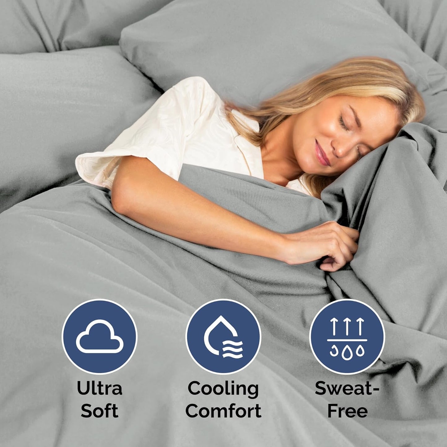 Twin Size 3 Piece Sheet Set - Extra Soft, Breathable And Cooling Sheets - Hotel Luxury Bed Sheets for Women & Men - Deep Pockets, Easy-Fit & Wrinkle-Free Sheets - Light Slate Grey Oeko-Tex Bed Sheets