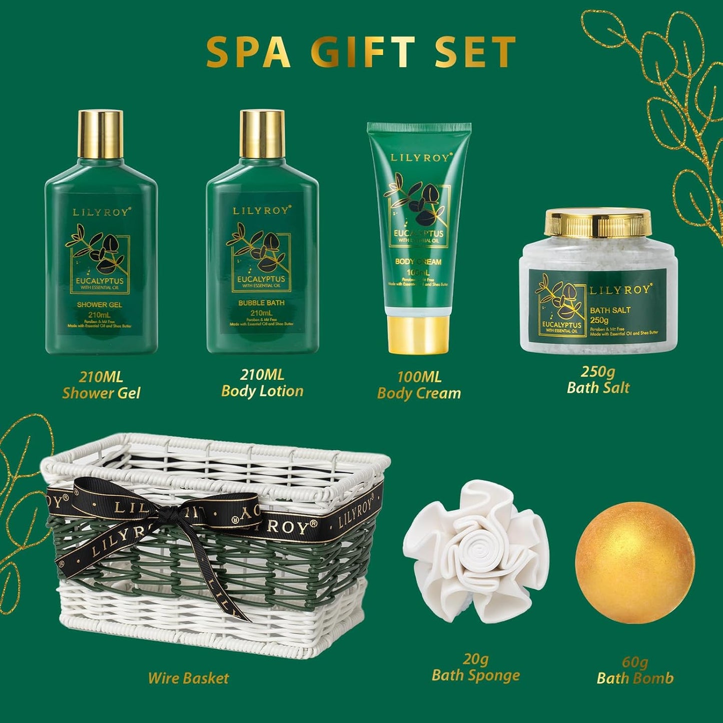 Christmas Gifts for Women - 7 Pcs Pampering Bath and Body Gift Basket Set for Women, Gift with Shower Gel | Valentine's, Birthday, Mothers Day Gifts for Mom, Perfect Gift Set for Mom All Occasion