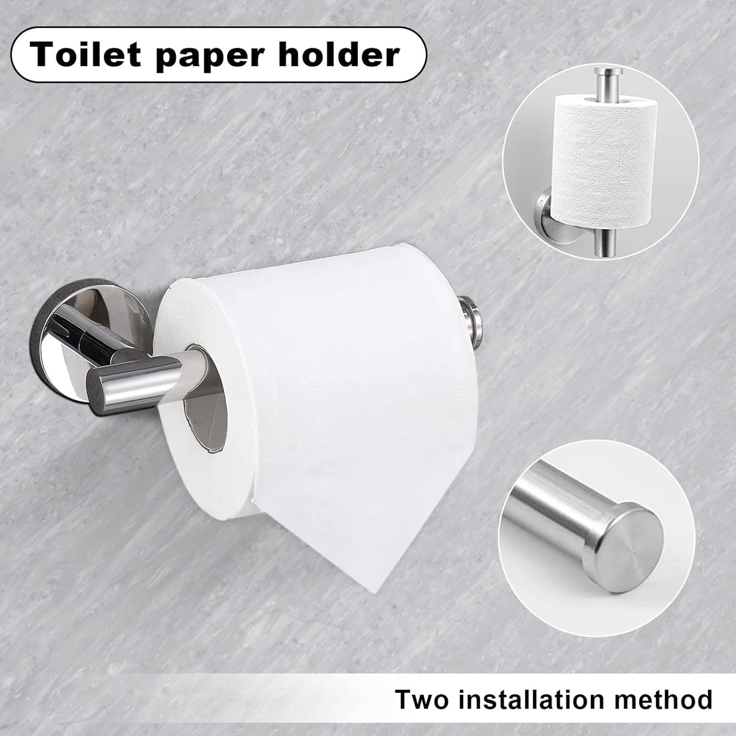 23.6inch 10 Sets Bathroom Towel Rack Set Brushed Nickel, Includes 2PCS 23.6Inch Towel Bar, 2PCS Towel Ring, 2PCS Toilet Holder and 4PCS Towel Hooks-Brushed Nickel