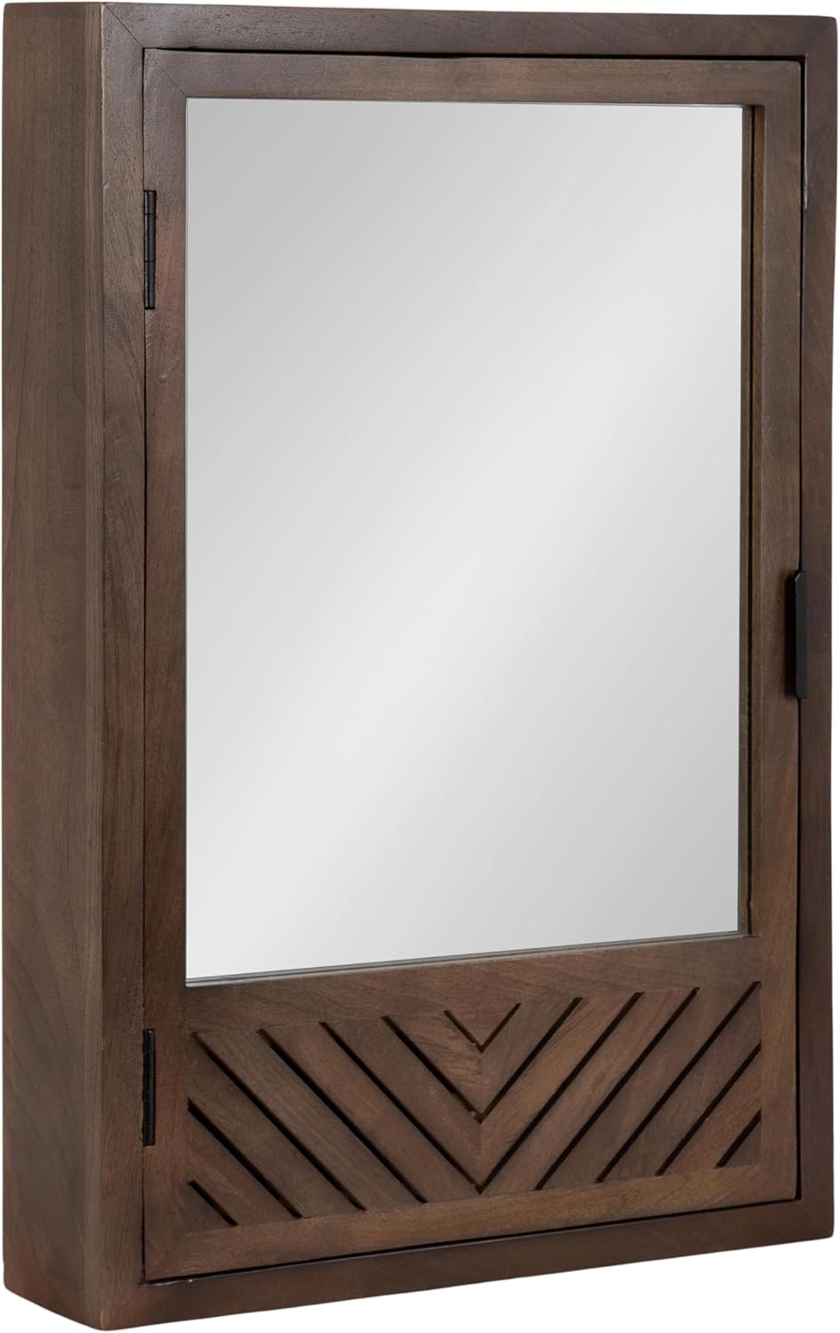 Kate and Laurel Mezzeta Decorative Modern Rectangle Bathroom Cabinet with Mirror, 20 x 5 x 30, Brown, Wooden Bathroom Mirror with Storage for Bath Medicine Cabinet or Over-The-Toilet Storage Cabinet