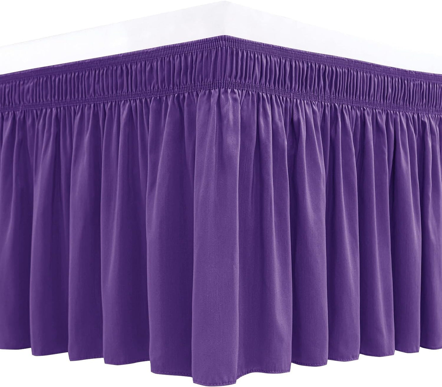 Biscaynebay Wrap Around Bed Skirts for Full & Full XL Beds 15" Drop, Purple Adjustable Elastic Dust Ruffles Easy Fit Wrinkle & Fade Resistant Silky Luxurious Fabric Machine Washable