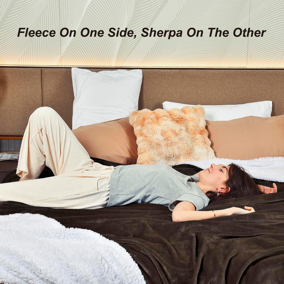 KAWAHOME Sherpa Fleece Throw Blanket for Bed - Extra Warm and Heavy Thick Throw Blankets for Winter, Super Soft 500GSM Plush Blanket, 50"X 60" Brown