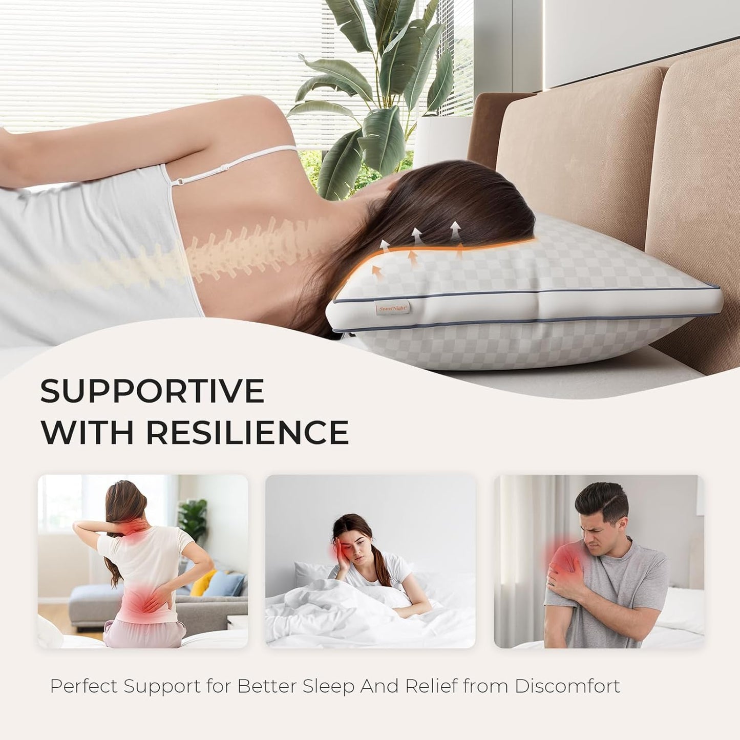 Sweetnight King Pillows 2 Pack, Hotel Bed Pillows Fluffy Gusseted for Neck and Shoulder, Back Side Sleeper Soft Pillows, 18"X34"