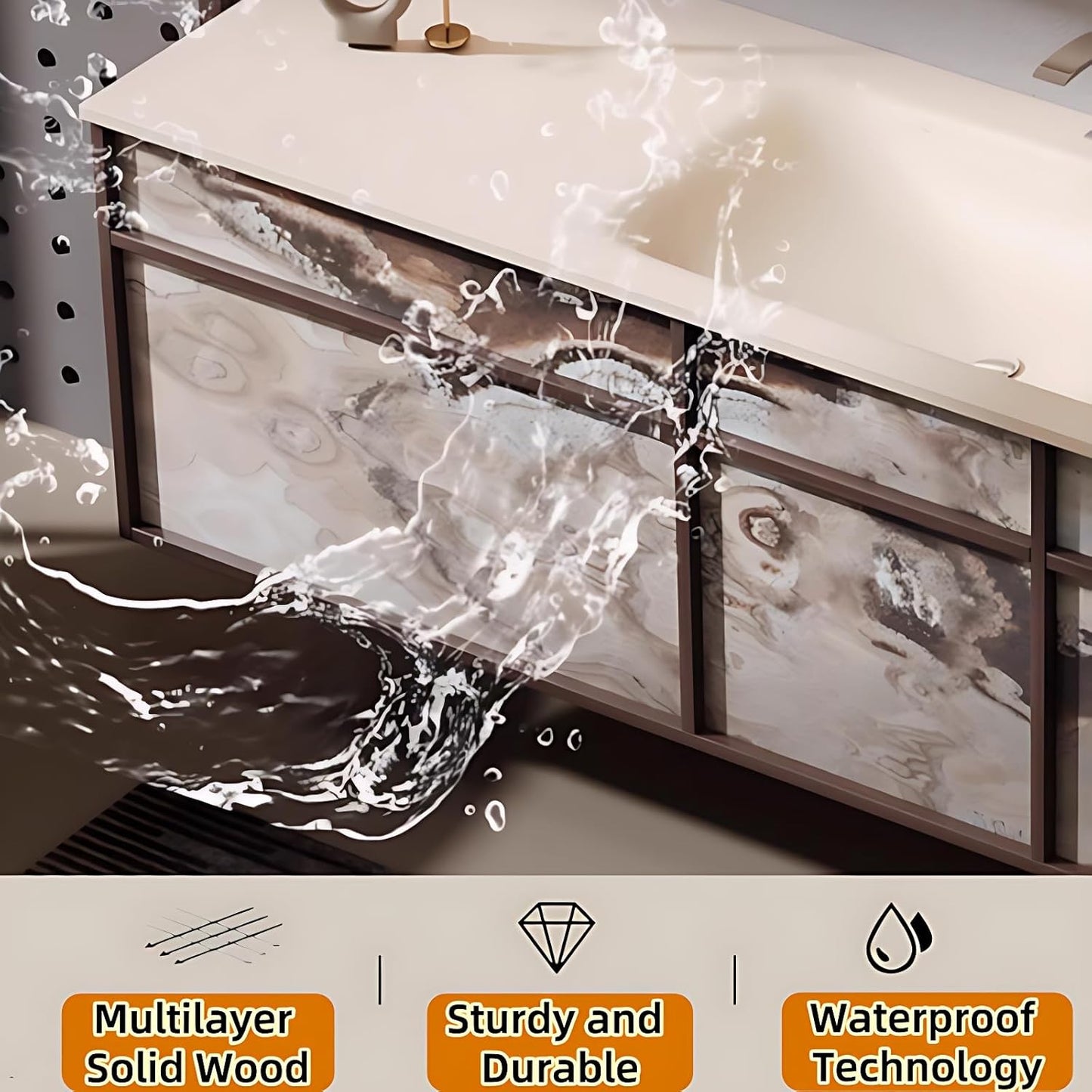 64in Bathroom Vanities Set - Bathroom Vanity with Sink, Tall Storage, Smart Defogging Mirror, Integrated Sink & 2 Large Drawer | Floating Cabinet