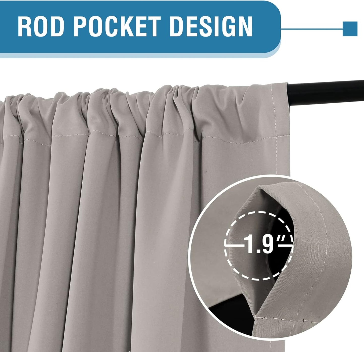 H.VERSAILTEX 100% Blackout Curtains for Bedroom Thermal Insulated Blackout Curtains 84 Inches Long Rod Pocket Window Drapes for Living Room with Black Liner 2 Panels Set, Warm Taupe
