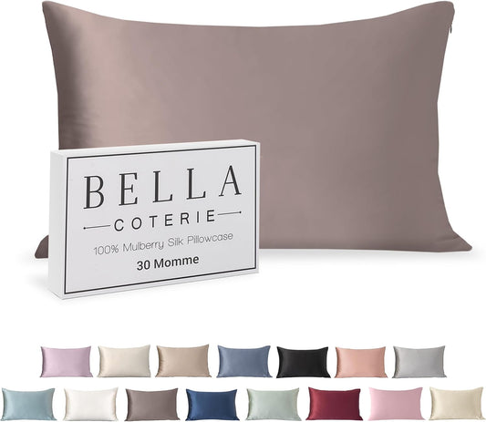 Bella Coterie Luxury Silk Pillowcase for Hair and Skin | 30 Momme | 100% Pure 6A Mulberry Silk | Super Soft | Perfectly Plush [King, Mocha]