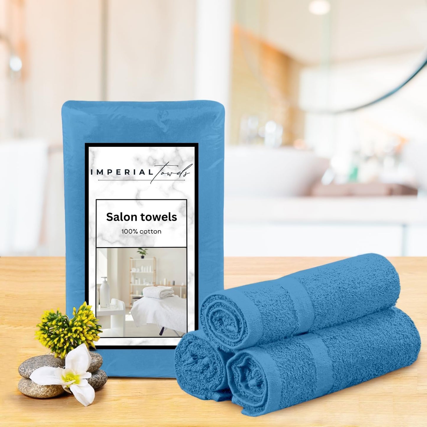 Hand Towels (Pack of 24) Light Blue Economy Towels Salon Towels - 100% Cotton Spa Towel – 16 x 27 Inches Highly Absorbable, Facial, Gym, Hair, Face Towels Bulk