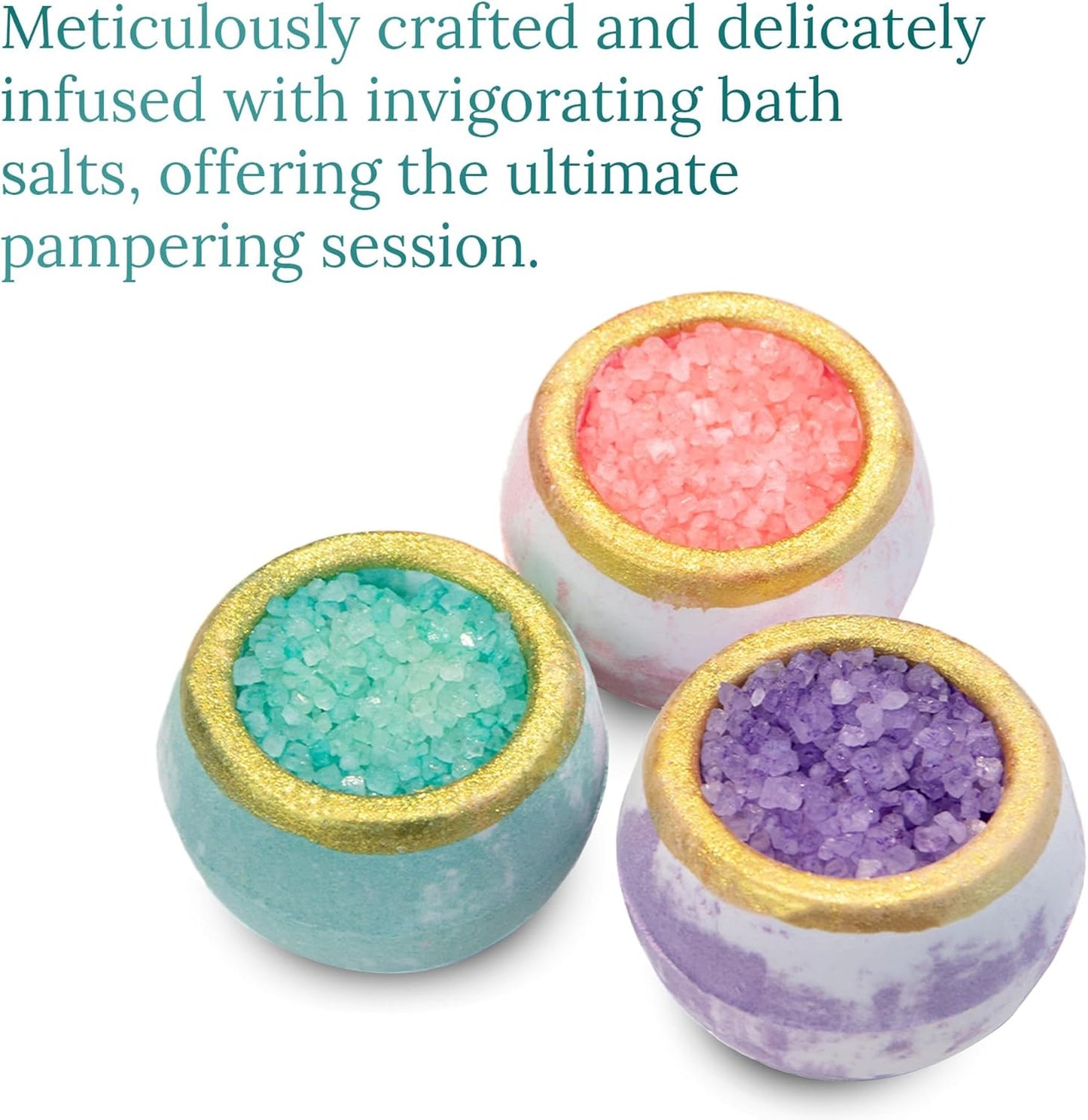 Crystal Bath Bombs Gift Set (6 Pack) – Luxurious Aromatherapy Bath Bombs with Nourishing Bath Salts | Lavender, Eucalyptus Mint & Citrus Blend | Spa Relaxation & Self Care Gifts for Women