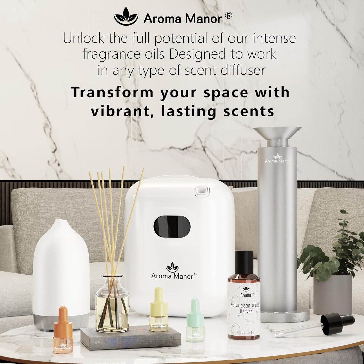 Aroma Diffuser Oil - Ocean - Aroma Fragrance Diffuser Oils, Aromatherapy Scents Neroli, Watermelon & Amber, Long-Lasting Air Fresheners, Enjoy Essential Oil Infused Atmosphere - 5.3 fl oz (150mL)