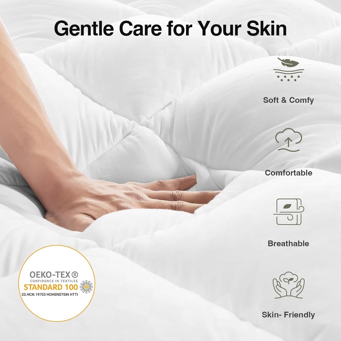 Novilla King Mattress Topper, Extra Thick Pillow Top Mattress Pad with Down Alternative, Breathable Mattress Cover with for 8-21", Machine Washable Fitted Mattress Protector – Green-White