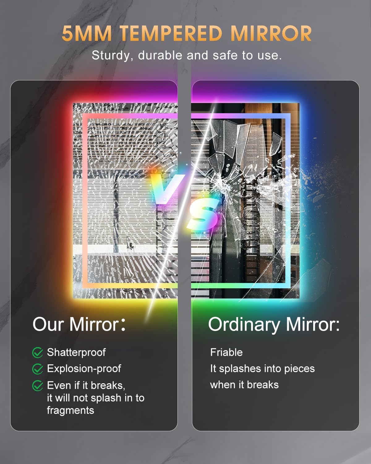 oneup 40x36 Inch Bathroom Mirror with Lights,RGB Color Changing LED Bathroom Mirror,Anti-Fog Wall-Mounted Vanity Mirrors,Smart Dimmable Multicolor Lighted,IP54 Waterproof (Horizontal/Vertical)