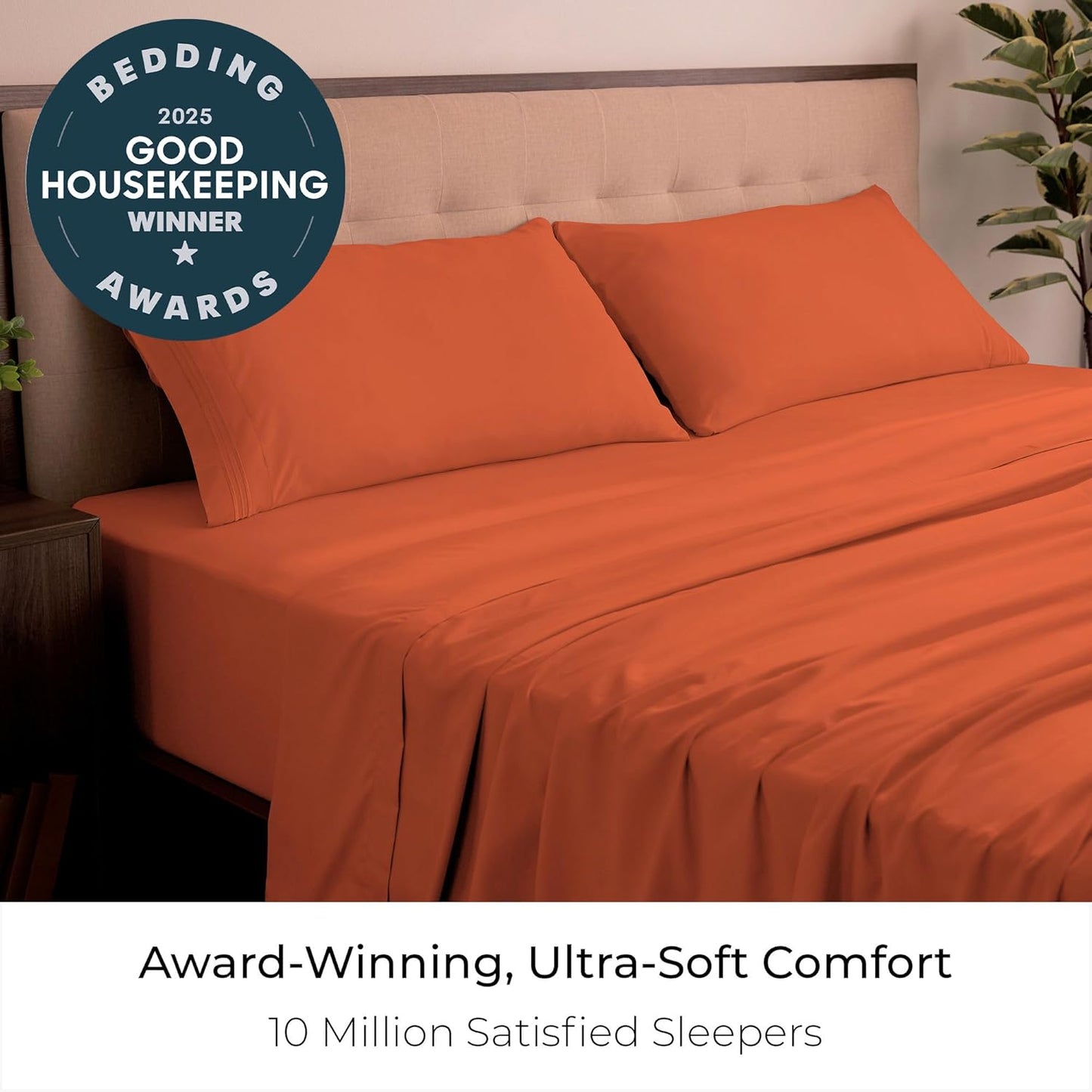 Mellanni California King Sheets Set - 4 PC Iconic Collection Bedding - Hotel Luxury, Extra Soft, Cooling Bed Sheets - Wrinkle, Fade, Stain Resistant (Cal King, Poppy Orange)