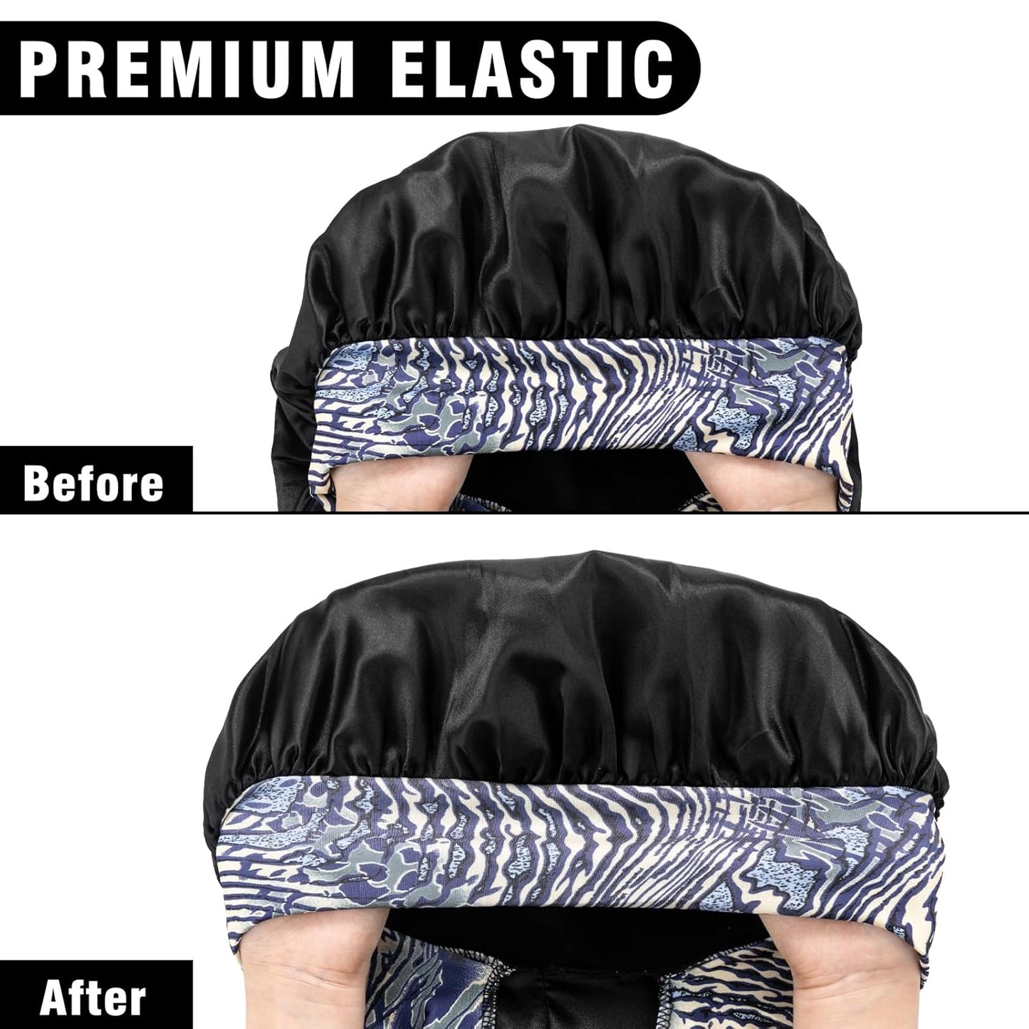 2Pcs Bonnets for Women Sleeping Braid Bonnet, Large Long Satin Silk Bonnet for Braids, Black Women Braid Bonnets with Stretchy Tie Band for Sleeping Extra Long (Pink &Black Pattern)