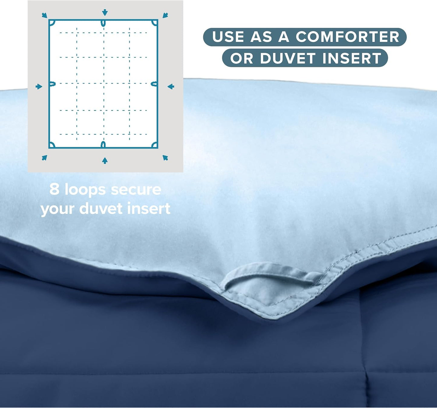 Bare Home Full Comforter - Reversible Colors - Goose Down Alternative - Ultra-Soft - Premium 1800 Series - All Season Warmth - Bedding Comforter (Full, Dark Blue/Light Blue)