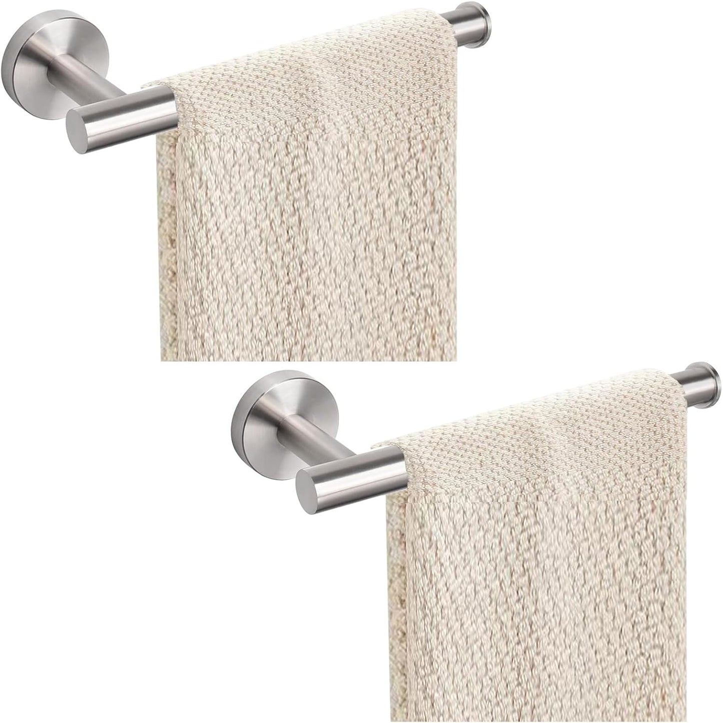 2-Piece Hand Towel Holder - 9" Modern Design Towel Ring, Thicken SUS 304 Stainless Steel Towel Holder for Bathroom Wall, Contemporary Hand Towel Rack - Brushed Nickel