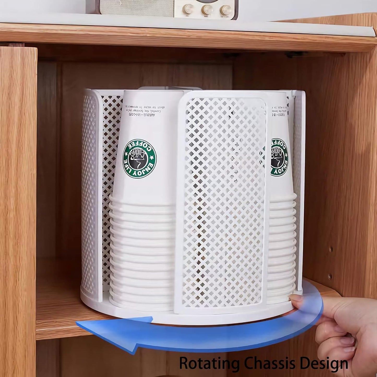 Paper Cup and Lid Holder Plastic Cup Storage Organizer Coffee Cup Dispenser for Countertop, Breakroom, Bathroom, Coffee Station, Bar, Buffet, Kitchen Cabinet - White