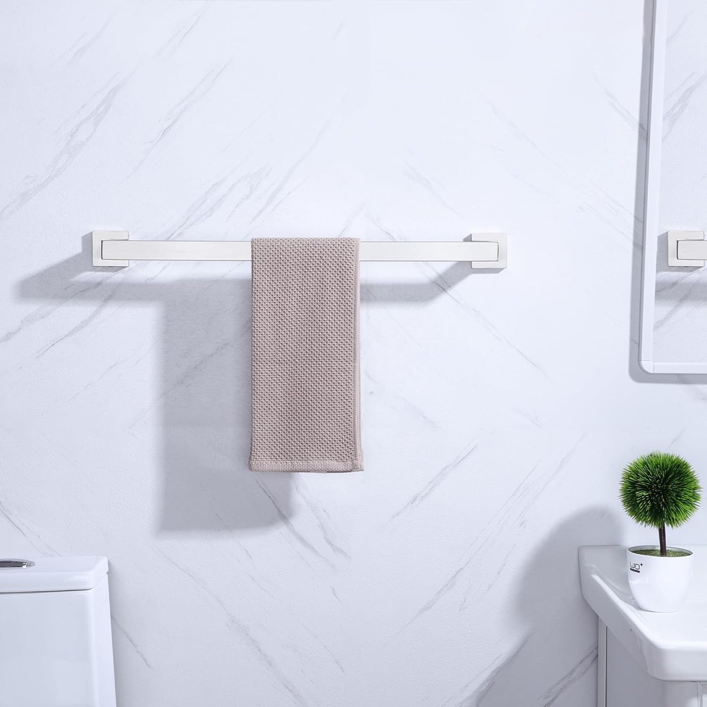 LANC 24 Inch Bathroom Towel Bar Wall Mounted Bath Hand Towel Holder Brushed Nickel Towel Hanger Square Towel Rail Shower Towel Rod for Kitchen Bedroom Modern Towel Rack, A8804BN-6P1