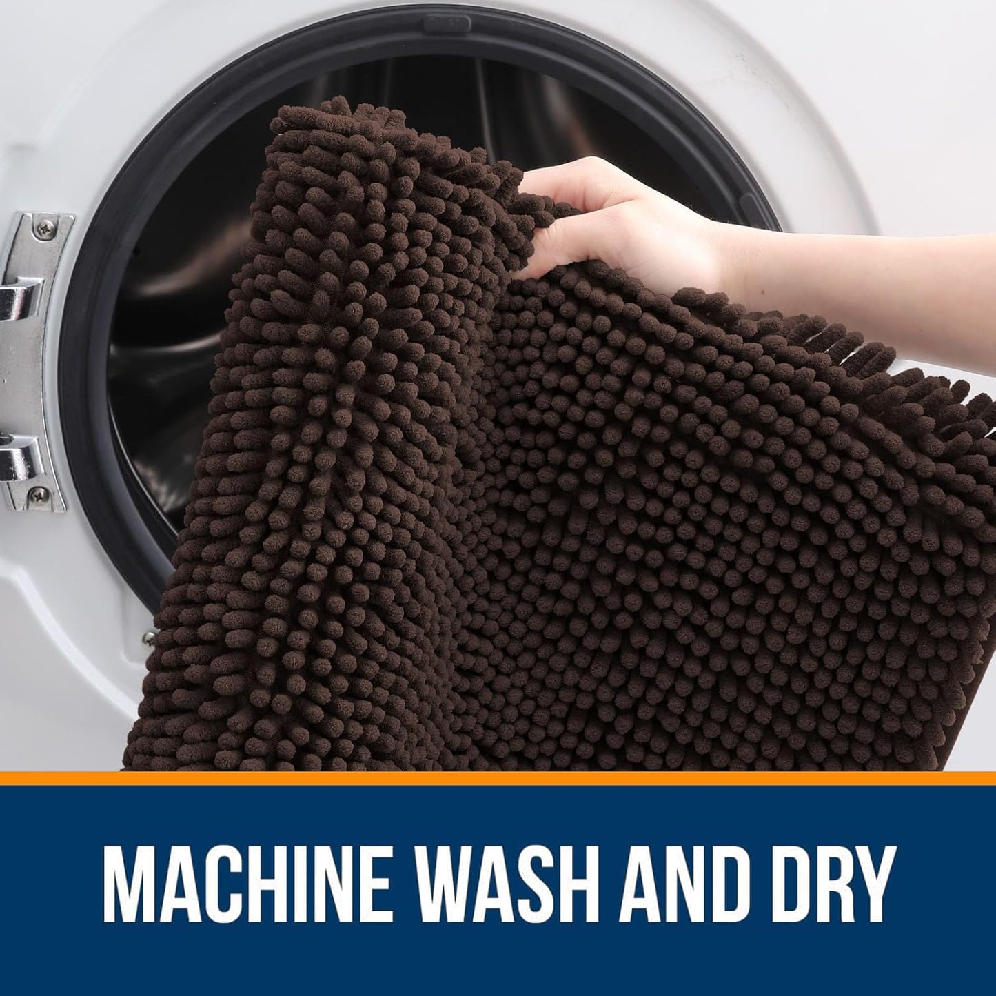 OLANLY Bathroom Rugs 40x24, Extra Soft Absorbent Chenille Bath Rugs, Rubber Backing Quick Dry, Machine Washable Bath Mats for Bathroom Floor, Tub and Shower, Home Decor Accessories, Brown