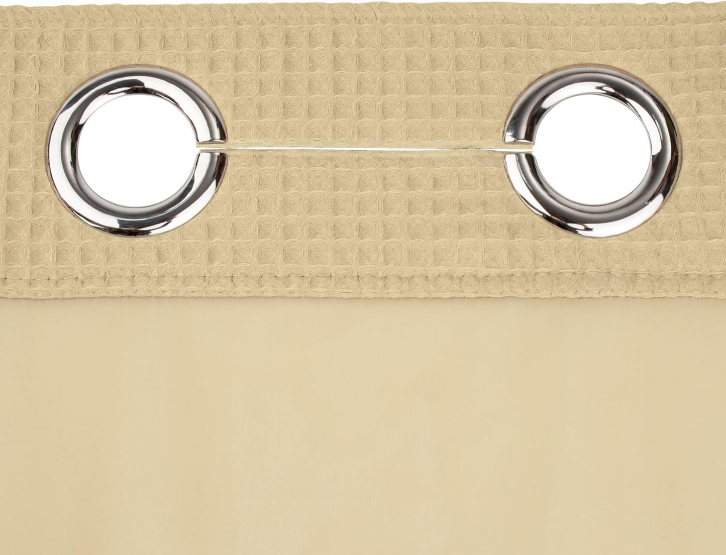 River Dream Linen Fabric Shower Curtain Set, Cotton Blend, Waffle Weave, with Snap in Replacement Liner，71 x 74 inches