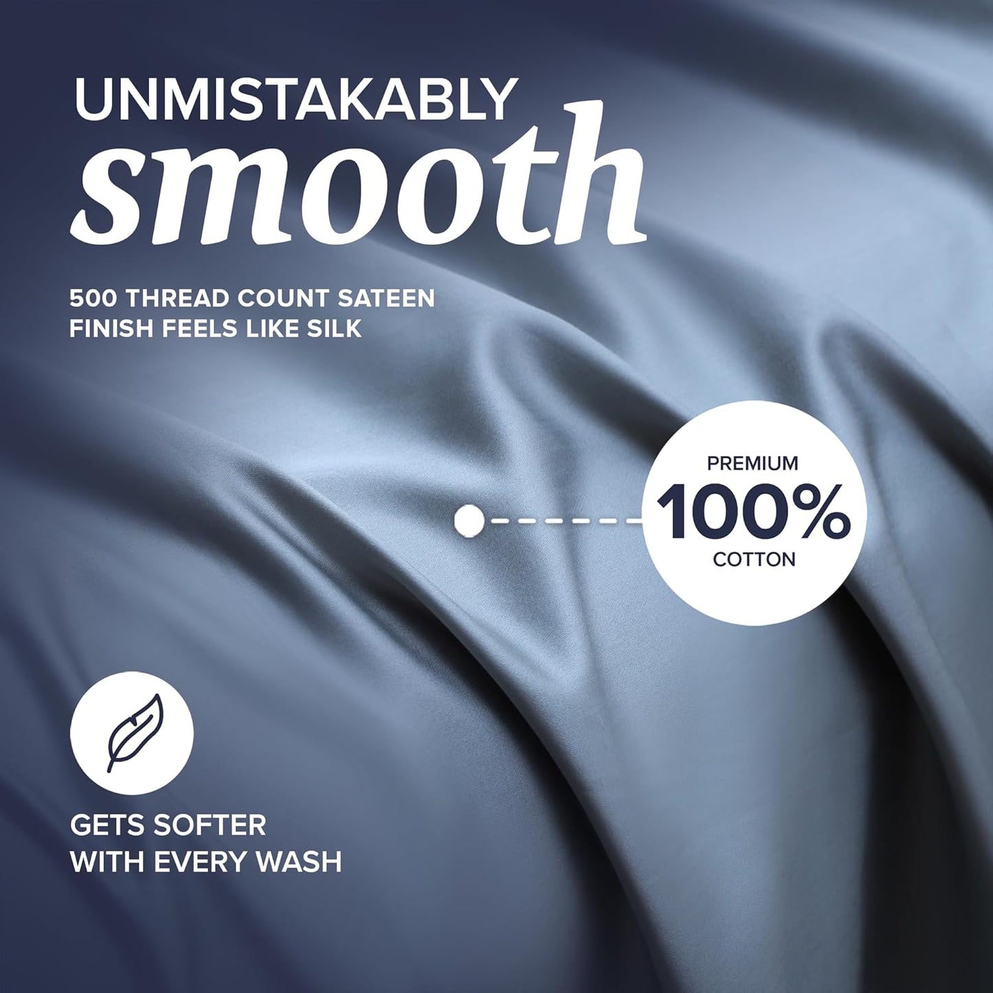 Beckham Hotel Collection Cal King Sheet Set 100% Cotton, 500TC Luxury Sateen Bedding, 16” Deep Pocket, Moisture-Wicking, 4-Piece, Dark Gray