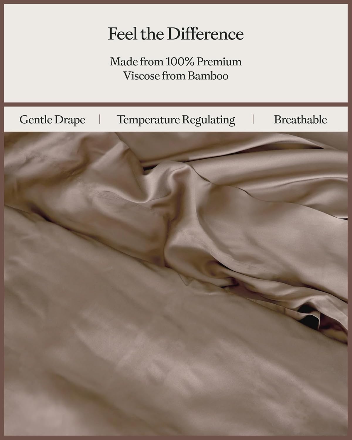 Cozy Earth Luxury Duvet Cover Queen - 100% Viscose from Bamboo - Ultra-Soft, Cooling & Lightweight Duvet Cover - Temperature-Regulating Bedding with Concealed Zip & Interior Snap Closures - Walnut