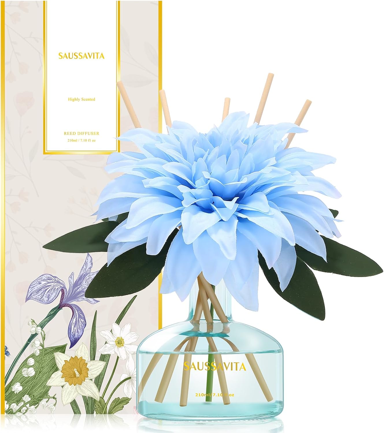 Reed Diffusers Set The Forest of Citrus Scent, Bathroom Floral Scent Diffuser, Reed Diffuser for 120 Days, Bathroom Diffuser with 7 Sticks, Office Desk Accessories, Bedroom Decor