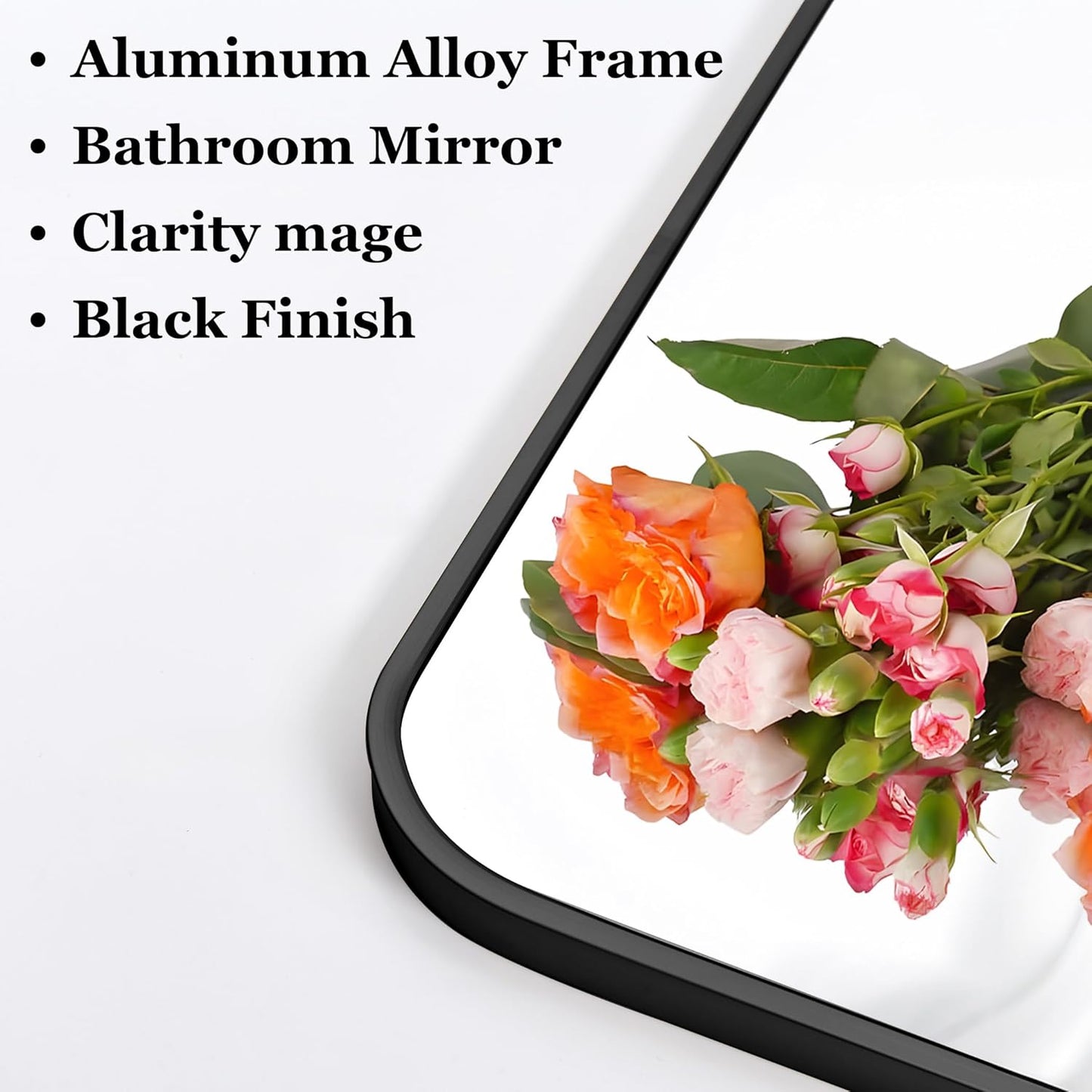 30" x 48"Bathroom Mirror, Matte Black Wall Mirror with Metal Frame, Decorative Rectangular Vanity Mirror for Bedroom Bathroom Living Room Entryway (Horizontal/Vertical)