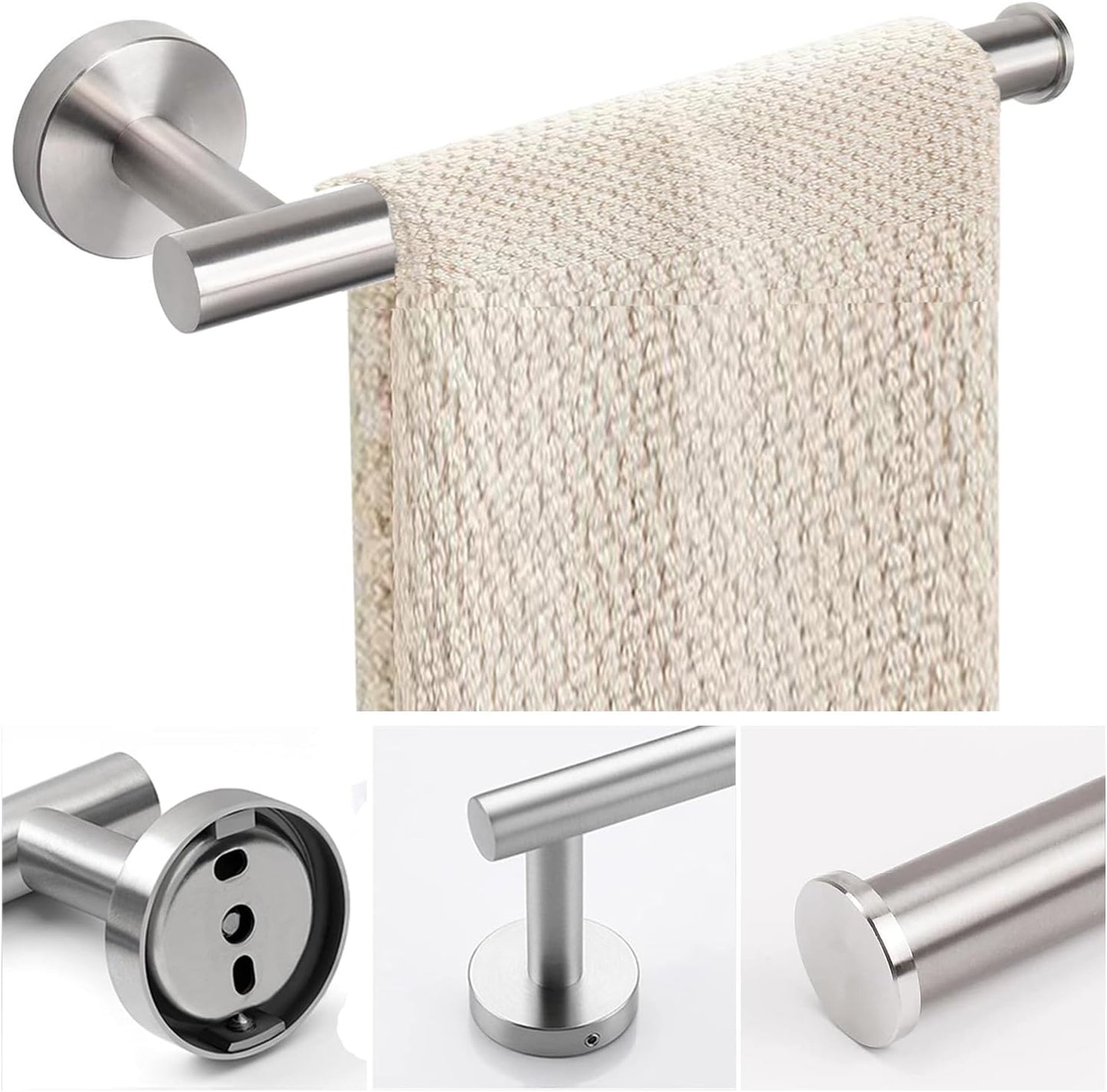 2-Piece Hand Towel Holder - 9" Modern Design Towel Ring, Thicken SUS 304 Stainless Steel Towel Holder for Bathroom Wall, Contemporary Hand Towel Rack - Brushed Nickel