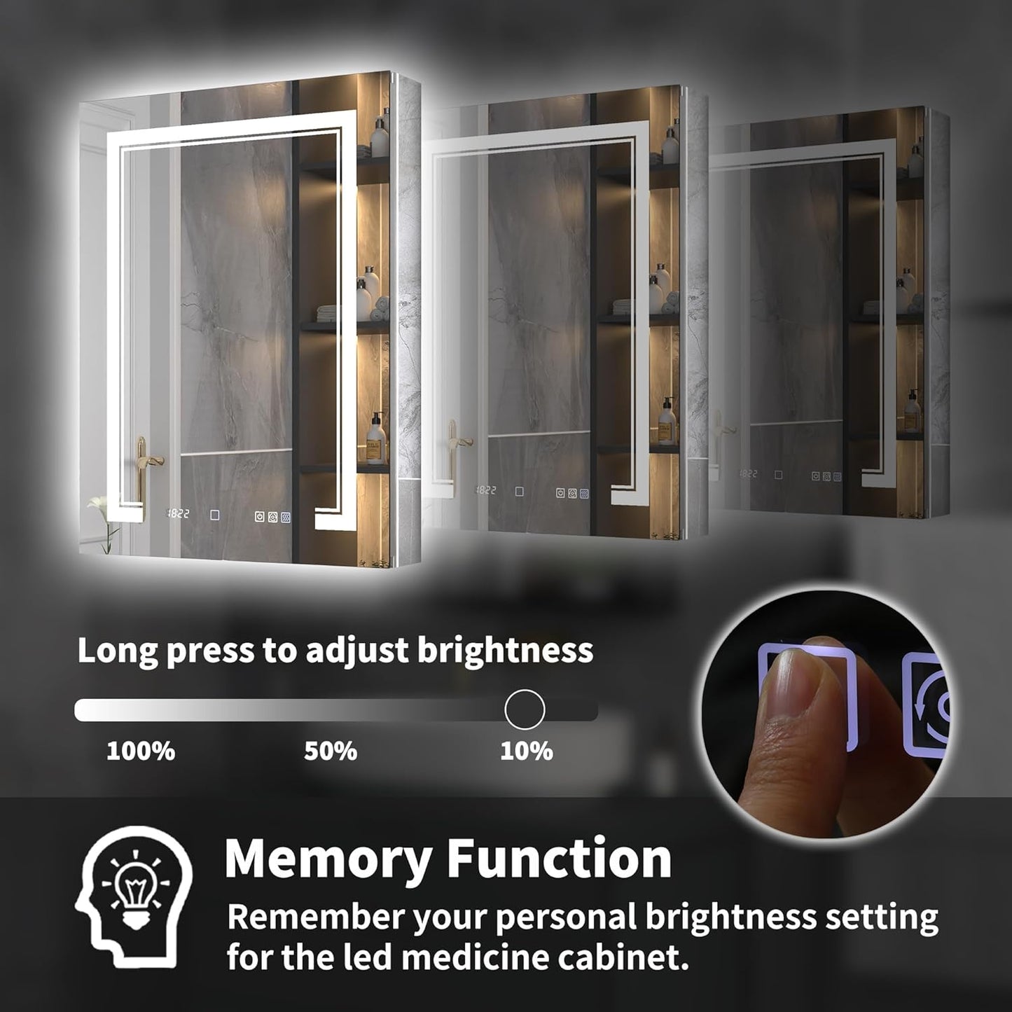24"x32"Lighted Medicine Cabinet with Mirror, Recessed or Surface Mount LED Medicine Cabinet, Front&Backlit, Anti-Fog, Stepless Dimming, 3-Color Temperatures, Adjustable Shelves, Right Hinge