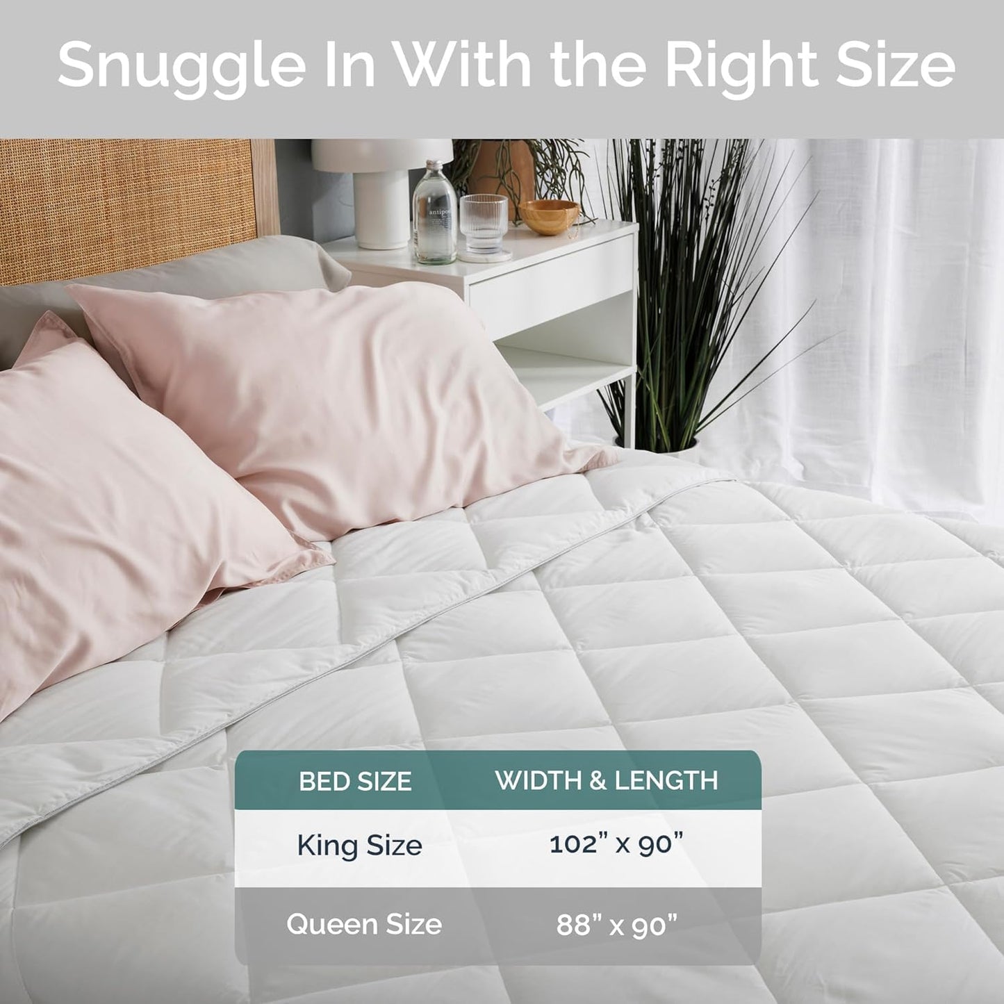 100% Viscose Derived from Bamboo Comforter, Cooling Comforter, Duvet Insert, Breathable, Extra Fluffy, Lightweight Comforters, Oversized King