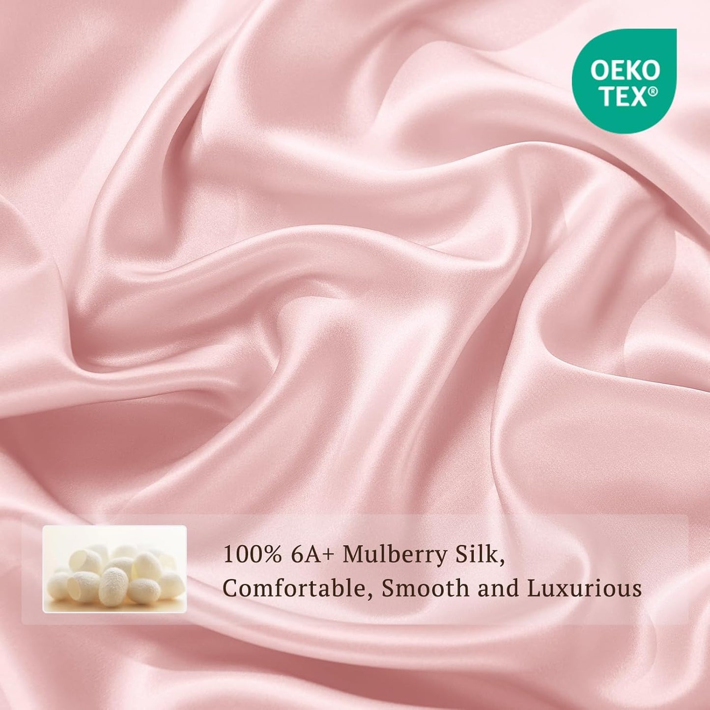 THXSILK 100% Pure Mulberry Silk Duvet Cover Set 3 Piece, 6A+ Grade Luxury Soft Bedding Silk Sheets for Hair and Skin, 1 Pcs Quilt/Comforter Cover with 2 Zippered Pillowcases (Charming Pink, Cal. King)