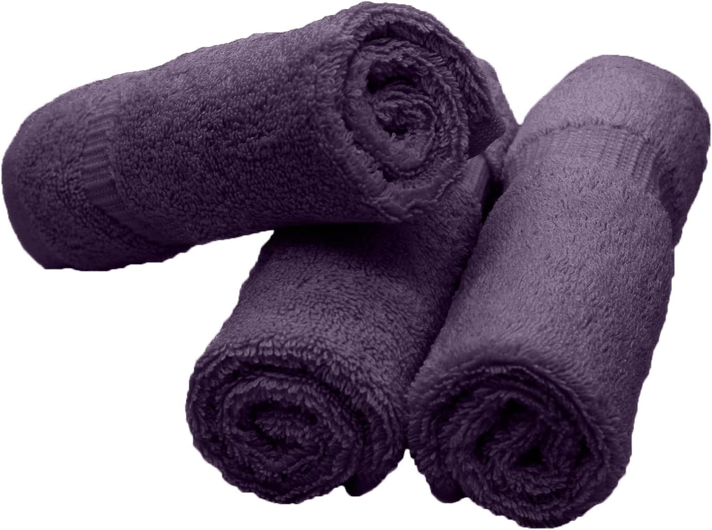 Luxury Hotel & Spa Collection, 100% Turkish Cotton 700 GSM Cloth, for Body wash, Makeup Remover & Facial Cleaning, Baby, face, Dobby Border Soft washcloths Towel Set 13" X 13", Plum, Set of 6