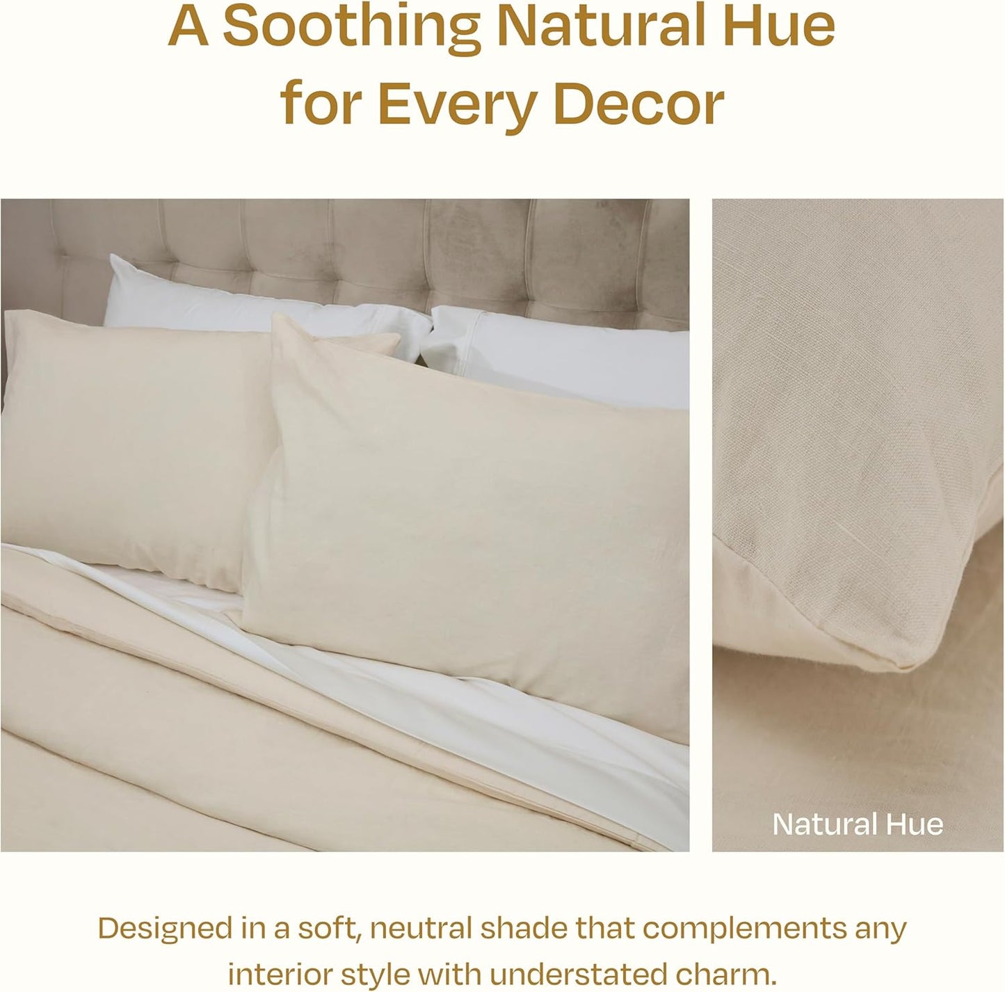 California Design Den Oversized King Duvet Cover Set, 3 Pc Set with Pillow Shams Textured Natural Duvet Cover, 120" x 98" to Fit Oversized King Duvet (Linen-Natural)