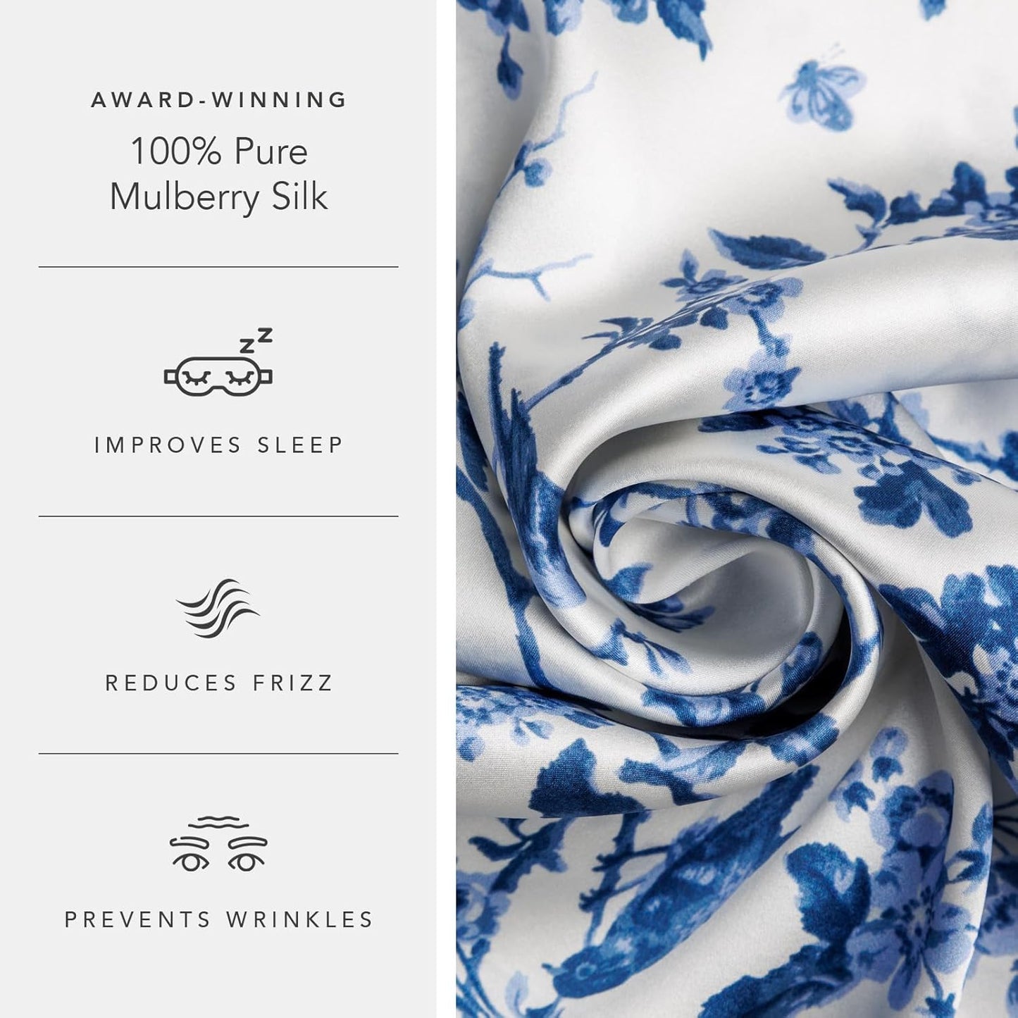 Fishers Finery 25mm 100% Pure Mulberry Silk Pillowcase (Tea Cup Print, King)