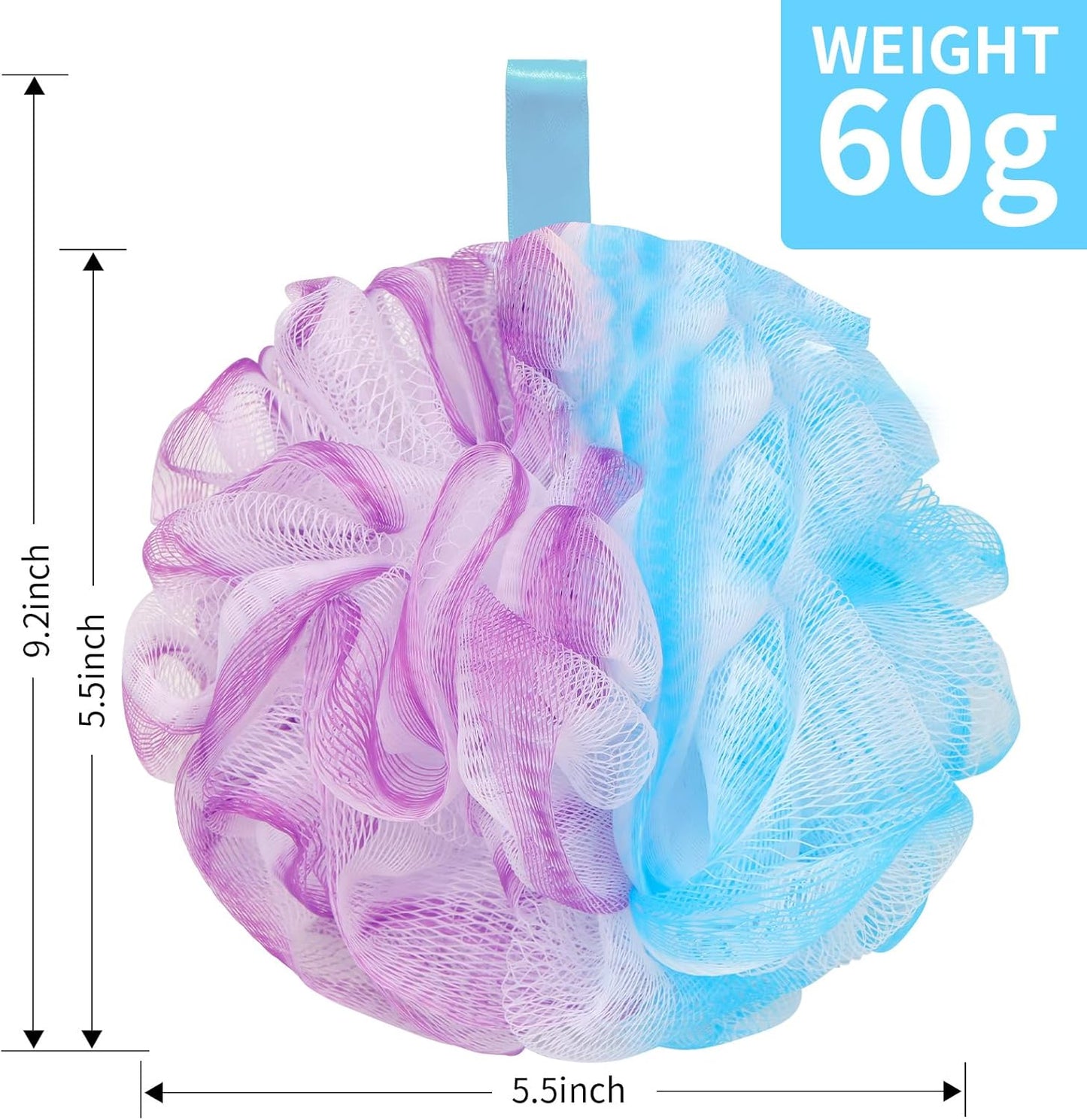 Bath Loofah Shower Sponge Body Back Scrubber Soft Mesh Shower Puffs Exfoliating Loofa for Women & Men Bath Accessories Cleaning Tool (4Pack 60G Loofah Sponge, Forest Fairy)