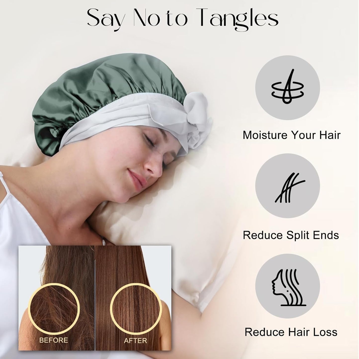 ZIMASILK 100% Mulberry Silk Bonnet for Sleeping Women Double Layer Hair Wrap with Silk Tie Band,1 Pack