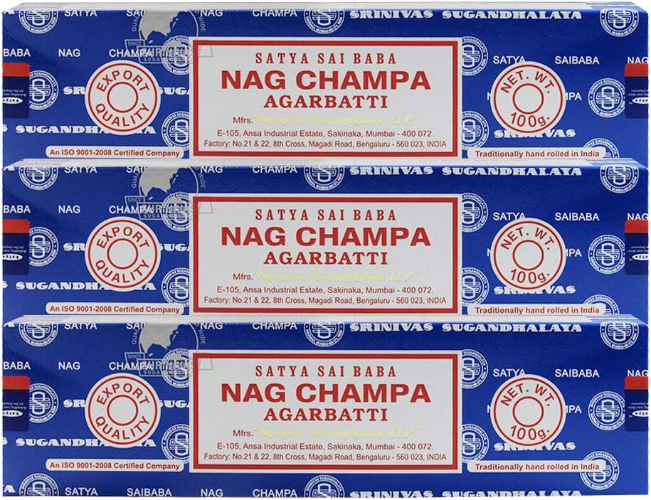TRUMIRI Incense Stick Holder Bundle with Satya Sai Baba Nagchampa 100g Incense Sticks - Pack of 3 (Approx 300 Sticks)