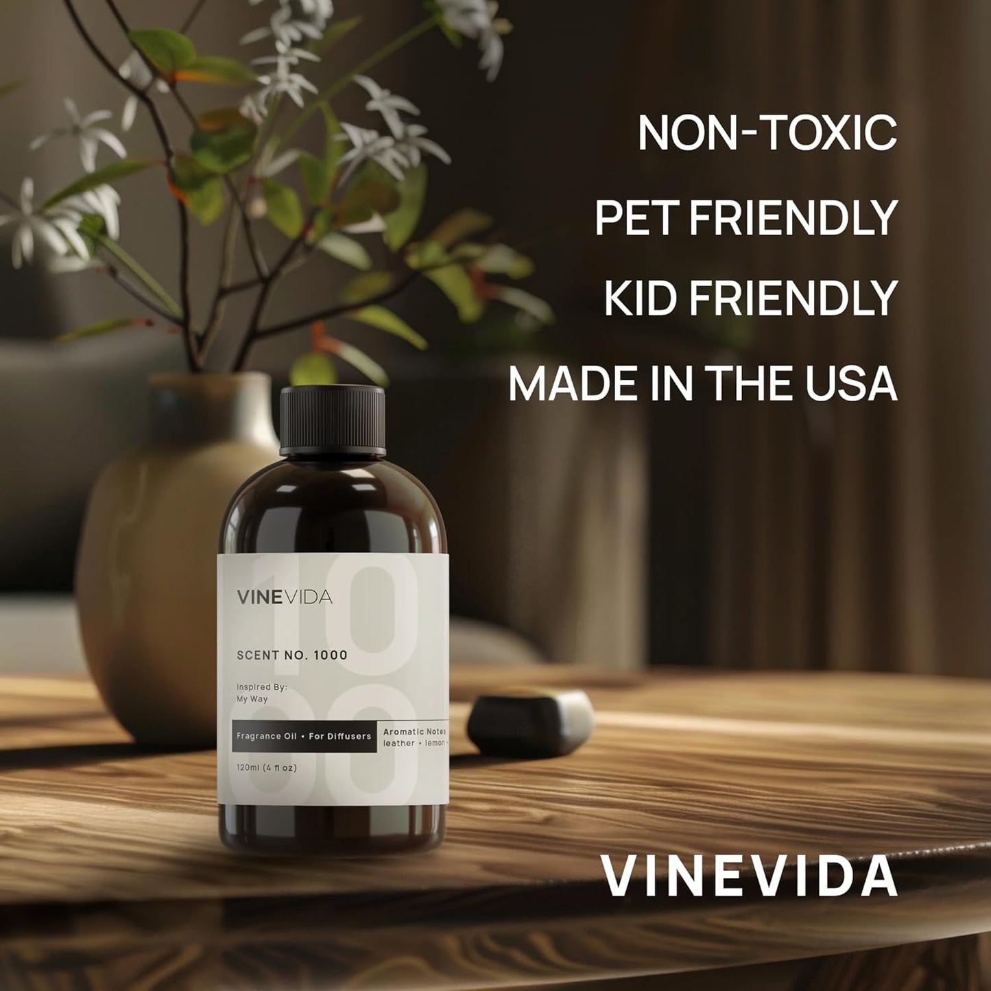 VINEVIDA [32 Fl Oz] Cashmere Fragrance Oil for Cold Air Diffusers, Essential Oils for Diffuser Oil Refill & Air Freshener Room Spray