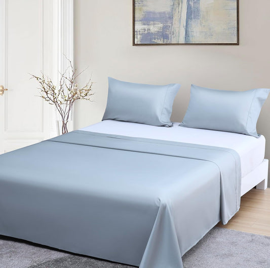 Beckham Hotel Collection Queen Sheet Set 100% Cotton, 500TC Luxury Sateen Bedding, 16” Deep Pocket, Moisture-Wicking, 4-Piece, Gray