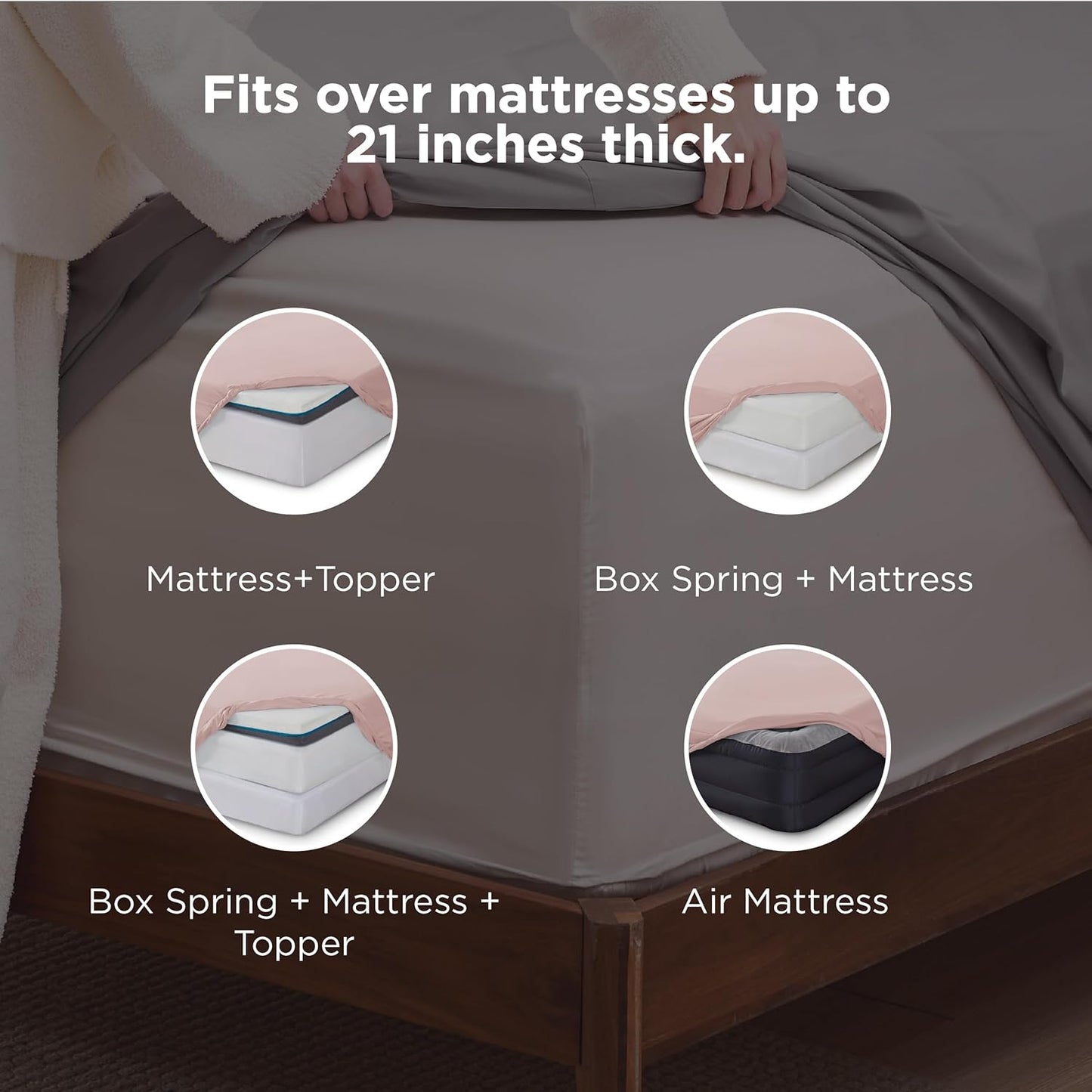 Bedsure Deep Pocket Full Size Bed Sheets Set - Fits Mattresses Up to 21 Inches Thick - 4 Piece GentleSoft Bed Sheets, Moisture Wicking, Cooling Bedsheet & Pillowcases, Easy & Secure Fit, Dusty Pink