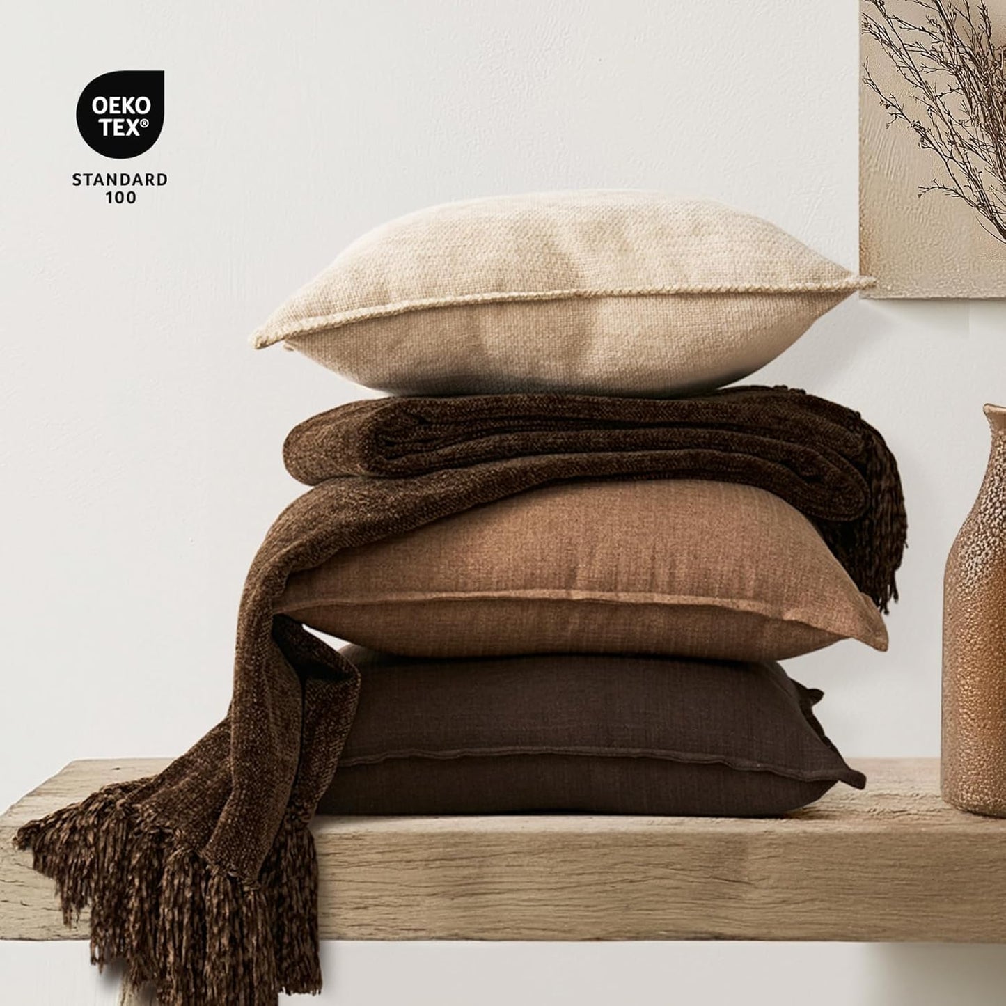 EVERGRACE Soft Chenille Throw Blanket for Couch, Cozy Plush Fuzzy Decorative Chenille Knit Throw Blanket with Tassels, Lightweight Blanket and Throws for Bed Sofa Gift Home Decor, Dark Brown 50"x60"
