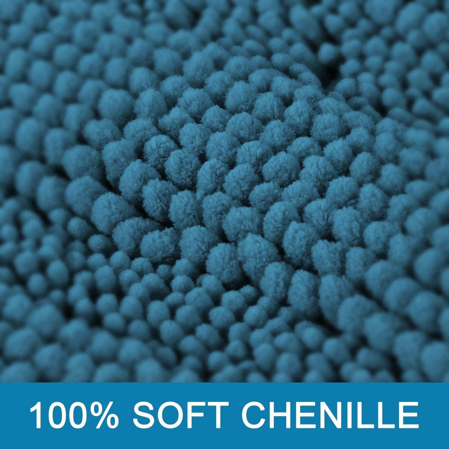 H.VERSAILTEX Bathroom Rugs Bath Rugs for Bathroom Non Slip Bath Mats Extra Thick Chenille Striped Rug 17" x 24" Absorbent Soft Shaggy Washable Dry Fast Bath Mats for Bath Room Floor - Turquoise Blue