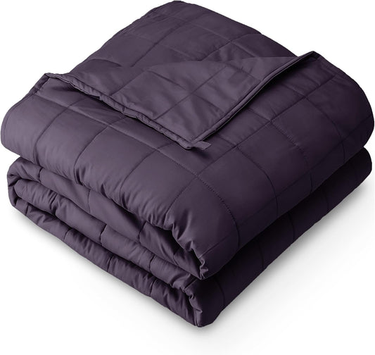 Bare Home Weighted Blanket King Size 25lb (80" x 87") for Adults - All-Natural 100% Cotton - Premium Heavy Blanket Nontoxic Glass Beads (Eggplant, 80"x87")