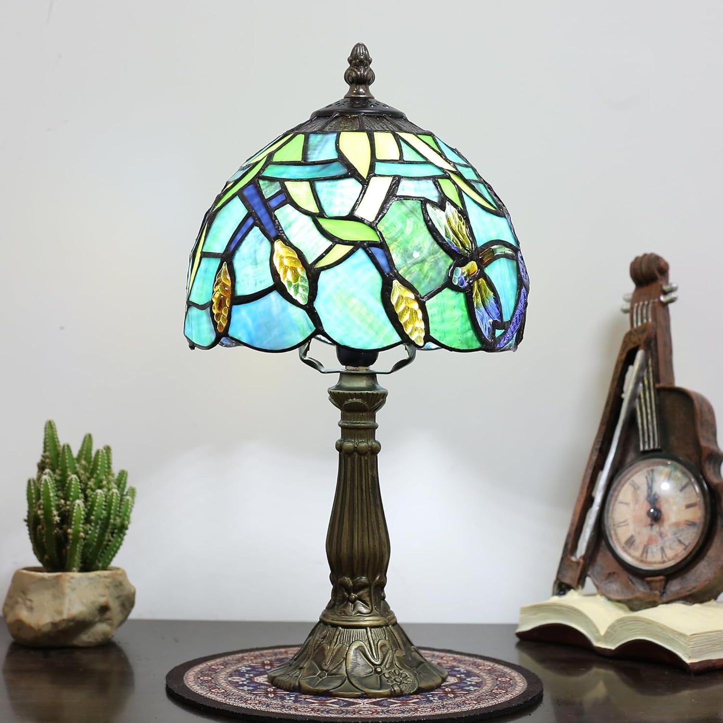 Tiffany Table lamp for Bedroom Bedside Nightstand Table Lamps for Living Room 3 Way Color Temperatures Stained Glass Table Lamp 8X8X15 Inch Home Office Reading Desk Lamp (Ear of Wheat)